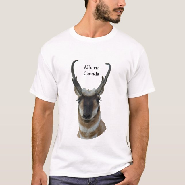 A19 Pronghorn Antelope Mörk Ansikte Buck Head Shot Tee (Framsida)