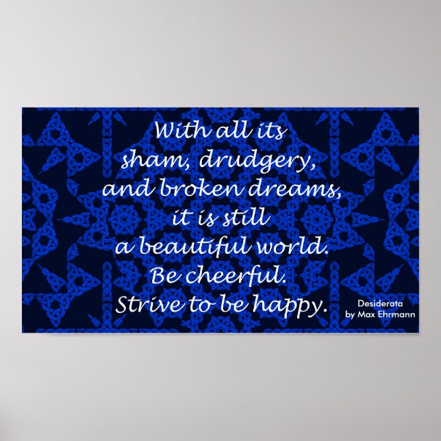 A22 Blue Celtic Knot Poster - Desiderata (Framsidan)