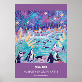 A2 poster av John Dyer. Lila Penguin Party
