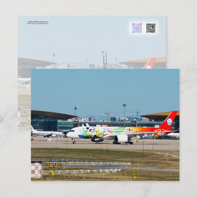A350 Panda Livery Vykort (Fram/baksida)