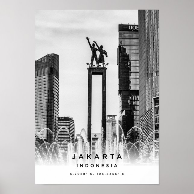 A3 Jakarta Indonesia-koordinater Poster (Framsidan)