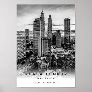 A3 Kuala Lumpur Malaysia Koordinates Poster