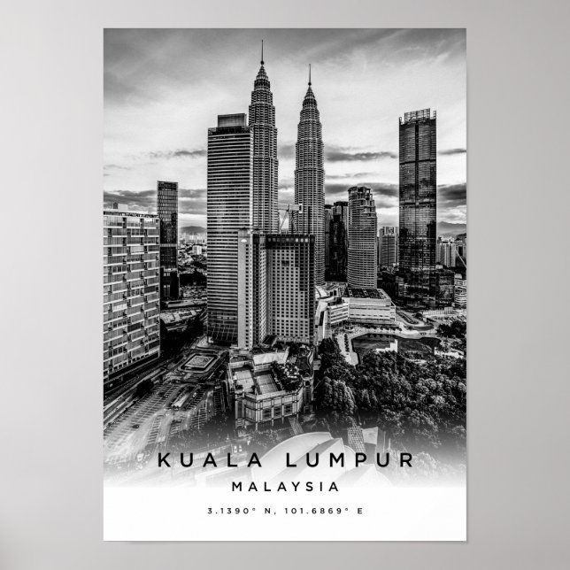 A3 Kuala Lumpur Malaysia Koordinates Poster (Framsidan)