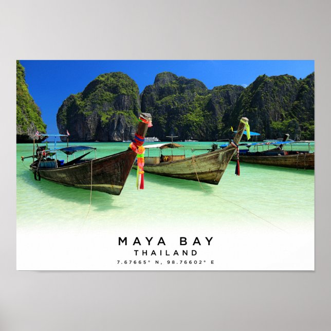A3 Maya Bay | Maya Beach | Ko Phi Phi | Thailand Poster (Framsidan)