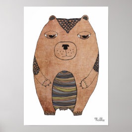A3 Modern Bear Kids Art Illustration Poster