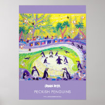A3 poster av John Dyer. Peckish Penguins