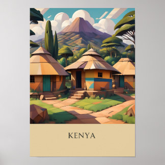 A3-poster av traditionell kenyansk landsbygd poster