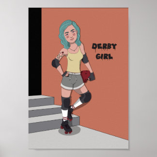 A4 Derby Girl Skriv ut Poster