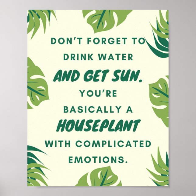 A4 Houseplant Humor Poster för Plant Älskare (Framsidan)