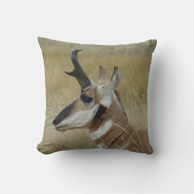 A4 Pronghorn Antelope Head Shot Profile Kudde (Framsida)
