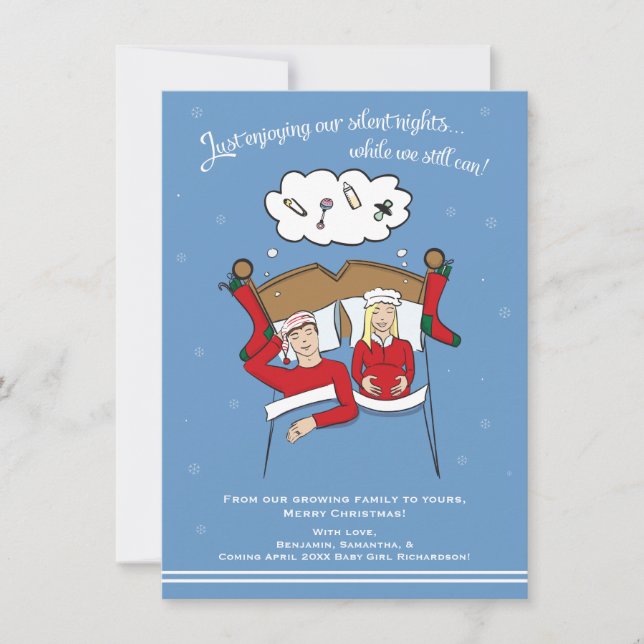 A6 Meddelande om Gravid av julkort - Blonde Inbjudningar (Framsida)