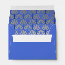 A6 Personlig Art Deco Fläkt Blue Silver Foil