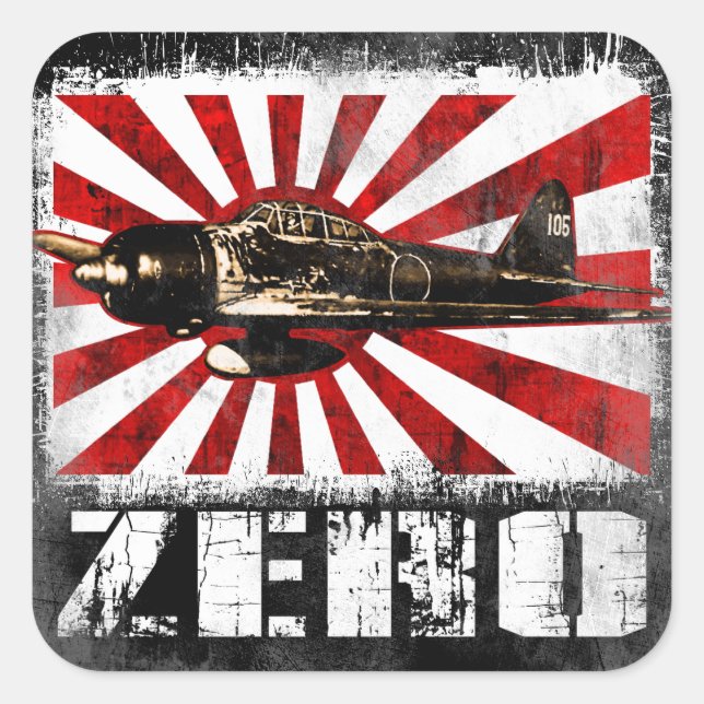 A6M Zero Fyrkantigt Klistermärke (Framsida)