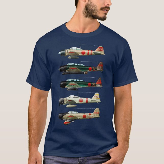 A6M Zero Japan WW2-stridsflygplan T Shirt (Framsida)