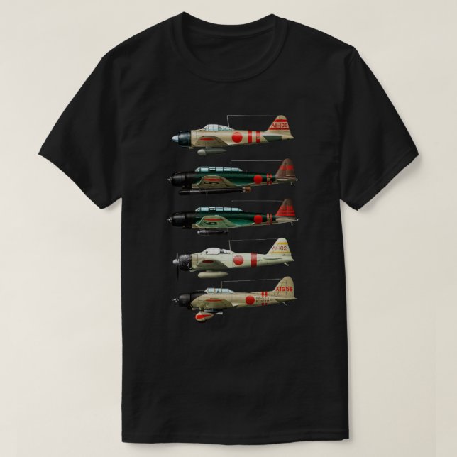 A6M Zero Japan WW2-stridsflygplan T Shirt (Design framsida)