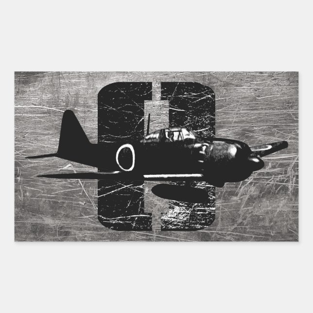 A6M Zero Rektangulärt Klistermärke (Framsida)