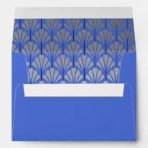 A7 Personlig Art Deco Fläkt Blue Silver Foil