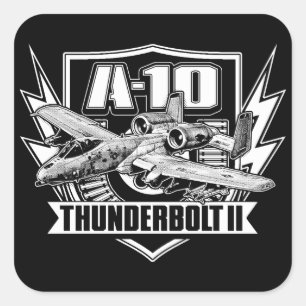 A-10 Thunderbolt II Classic Round Sticker-märke Fyrkantigt Klistermärke