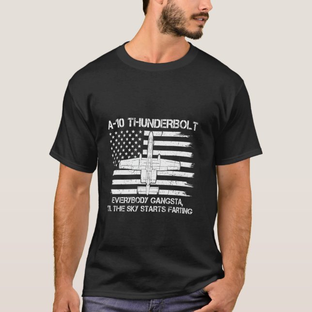 A-10 Thunderbolt Warthog Alla Gangsta Flagga am T Shirt (Framsida)