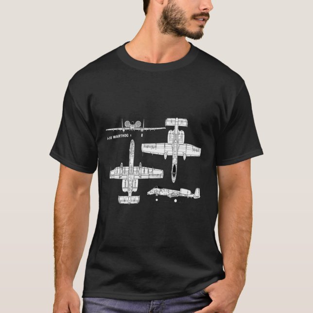 A-10 Warthog Militärflygplan T-Shirt (Framsida)