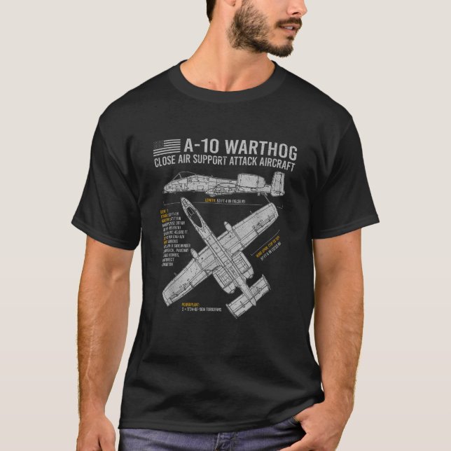 A 10 Warthog Thunderbolt II Flygplan Blue T Shirt (Framsida)