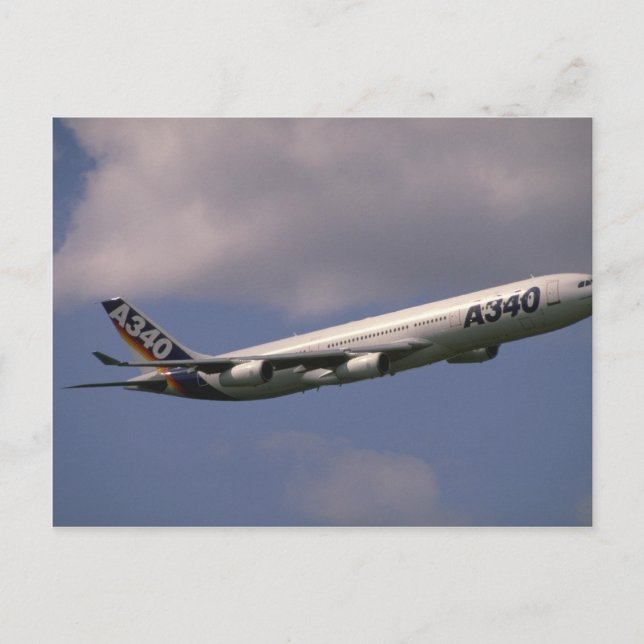 A-340 airbus, europeiskt flygbolag vykort (Framsida)