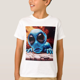 a-57 Personal, Nyfiken Blå Alien T Shirt