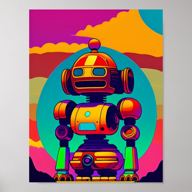 A 60-talets Inspired Skeleton Robot Poster (Framsidan)