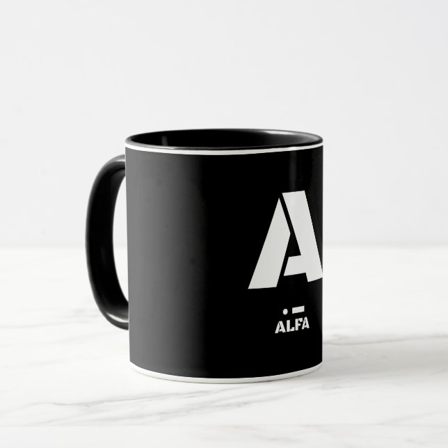 A (Alfa) NATO fonetisk alfabet & Morse-kod Mugg (Framsida vänster)