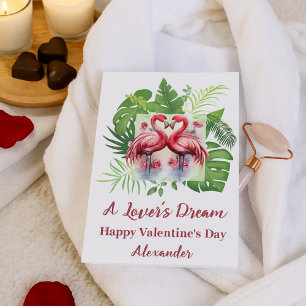 A Älskare's Dream Romantic Flamingo Valentine's Kort