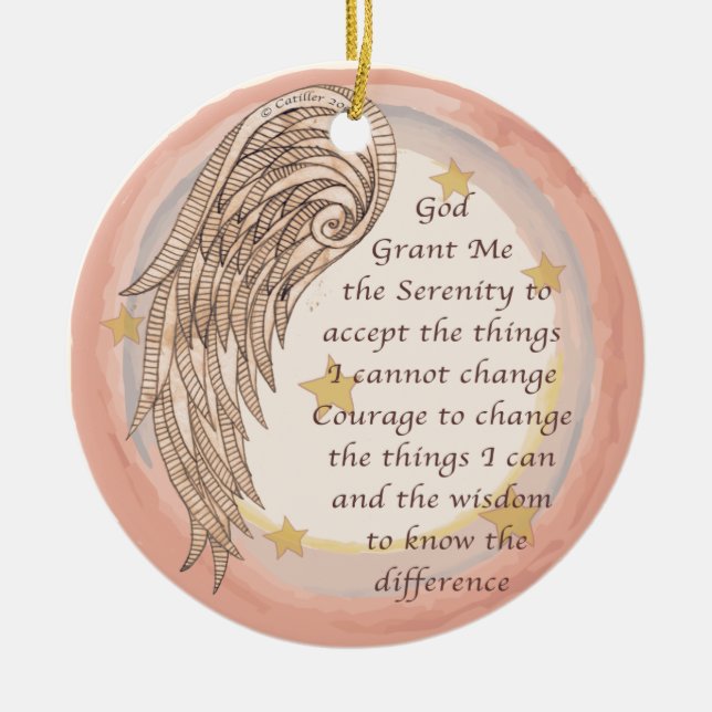 A Angel Serenity Prayer Julgransprydnad Keramik (Framsidan)
