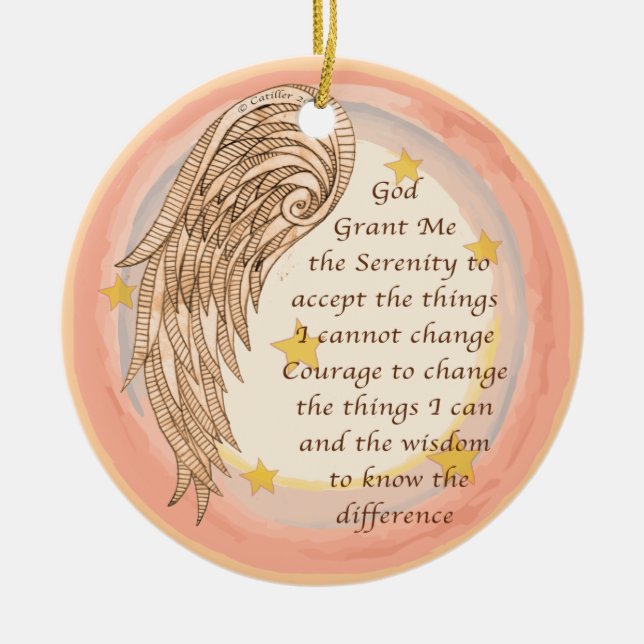 A Angel Serenity Prayer Julgransprydnad Keramik (Framsidan)
