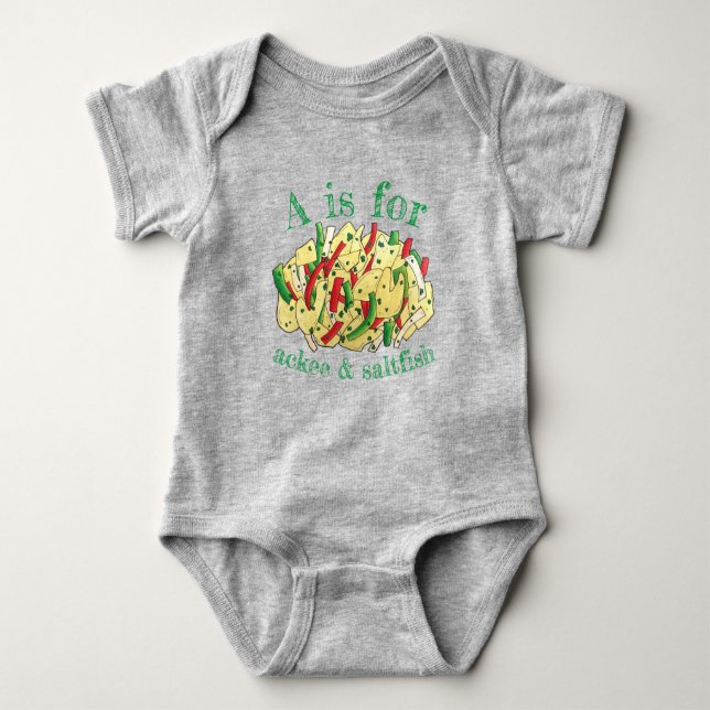 A är för Ackee and Saltfish Jamaican Food Cuisine T Shirt (Framsida)