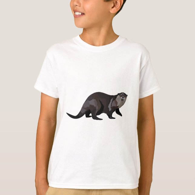 A är för African Clawless Otter T Shirt (Framsida)