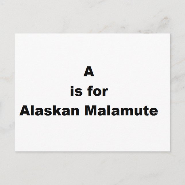 a är för alaskan malamute vykort (Framsida)