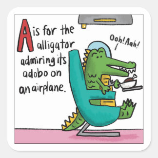A är för Alligator Adobo T-Shirt Fyrkantigt Klistermärke