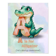 A är för Alligator - Alphabet Nursery Poster
