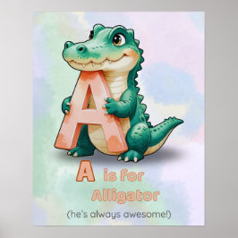 A är för Alligator - Kids Poster (Digital)