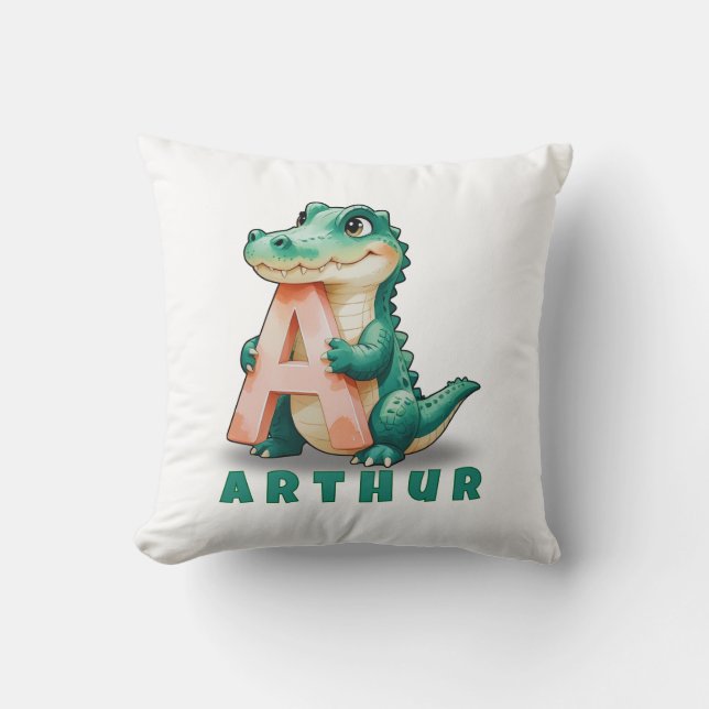 A är för Alligator - Personlig Baby Namn Pillow Kudde (Framsida)