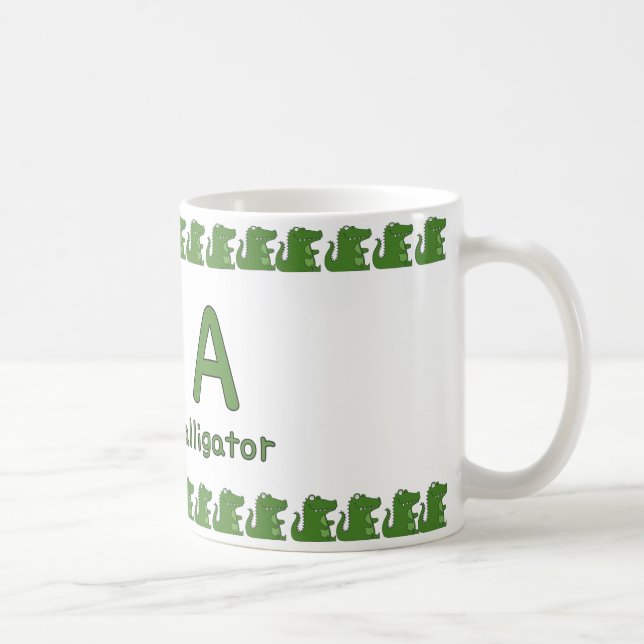 A är för Alligator – Rolig Alfabetets Kupong Desig Kaffemugg (Höger)
