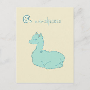 A är för Alpaca (blå) Vykort