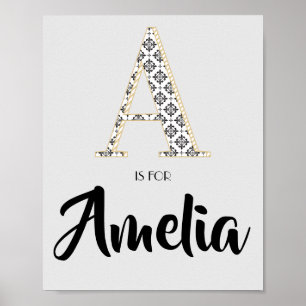 A är för Amelia Klassisk Modern Text Anpassat Namn Poster