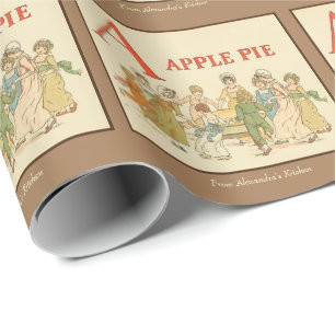 A är för Apple Paj Vintage återställd Baking Gift Presentpapper