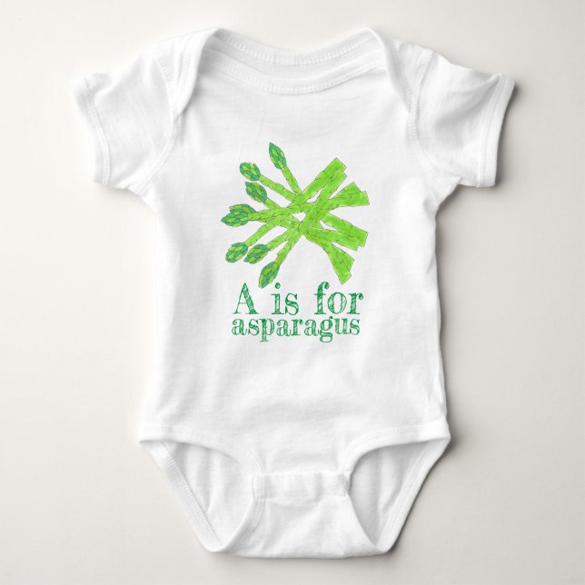 A är för ASPARAGUS Grönt  Vegetable T Shirt (Framsida)