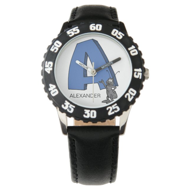 A är för Barnen ___ eget namn Armbandsur (Framsida)