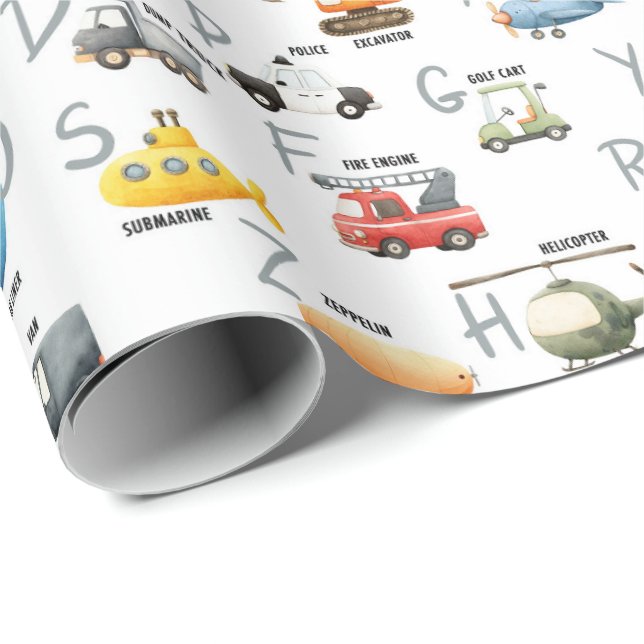 A är för flygplan B är för buss - abc transport Presentpapper (Rullad Hörn)