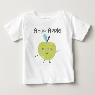 A är för illustrationen Apple Cute Alphabet Brev T Shirt
