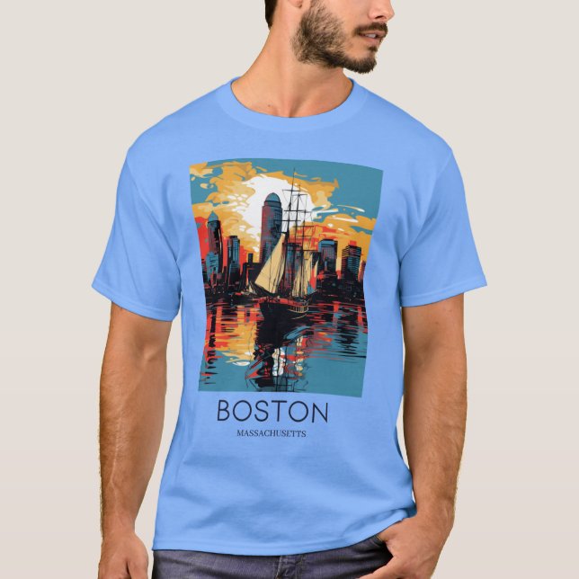 A Art Travel Print of Boston Massachusetts Oversiz T Shirt (Framsida)