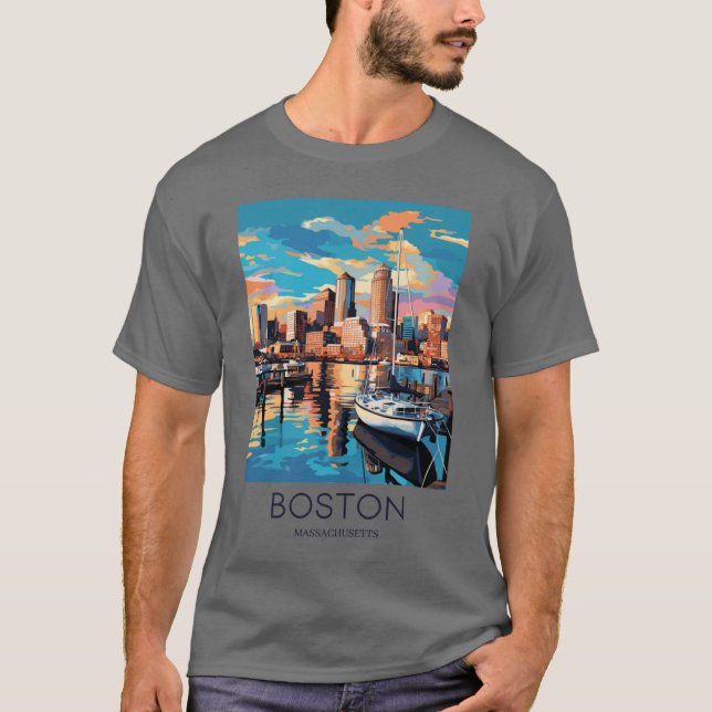 A Art Travel Print of Boston Massachusetts T Shirt (Framsida)
