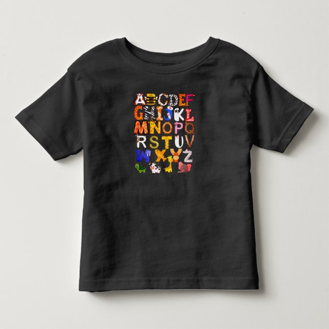 A B C:s animaliska Brev T Shirt (Framsida)